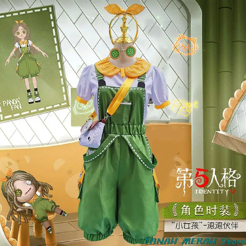 

Anime Game Identity ⅤLittle Girl Alice Derose Survivors Memory Cosplay Costume Panda Friend Green Rompers Woman Kawaii Suit