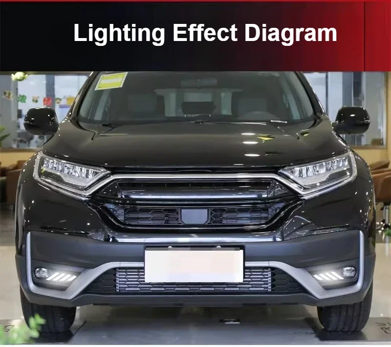 For Honda CRV CR-V 2021 2Pcs Car Led Daytime Running Light DRL Front Fog Lamp Dynamic Turn Signal 12V Daylights Night Blue detail image 13