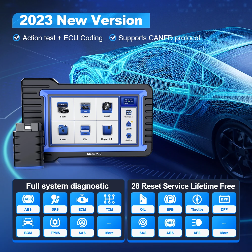 Фото MUCAR VO7/VO7S инструмент диагностики автомобиля двунаправленный ECU кодирование Obd2 сканер полная диагностика системы 28 сброс услуги AutoAuth for FCA SGW №2