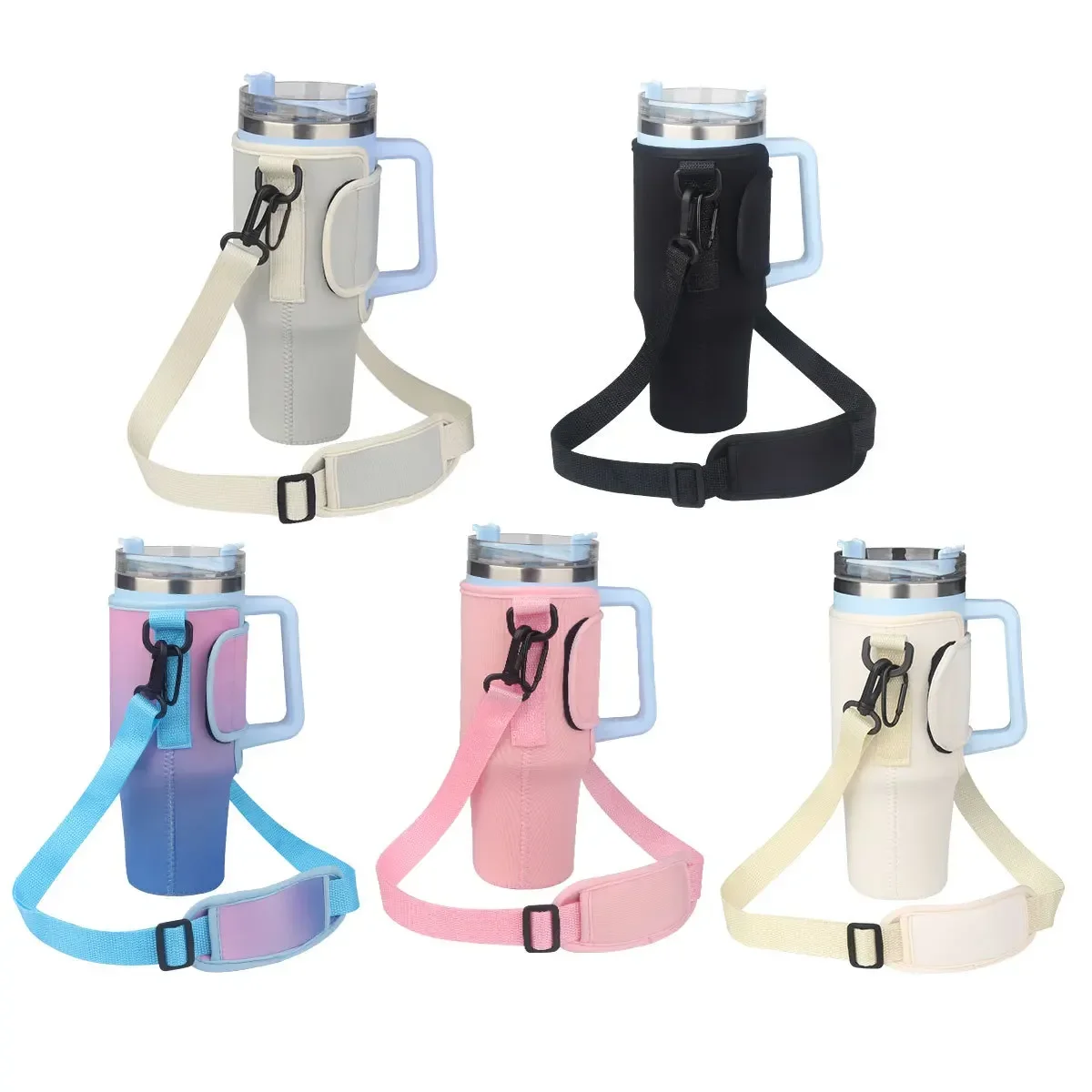 

40oz Water Bottle Carrier Bag For Stanley Quencher Adjustable Shoulder Strap Mug Cover Bottle Holder Outdoor Travel