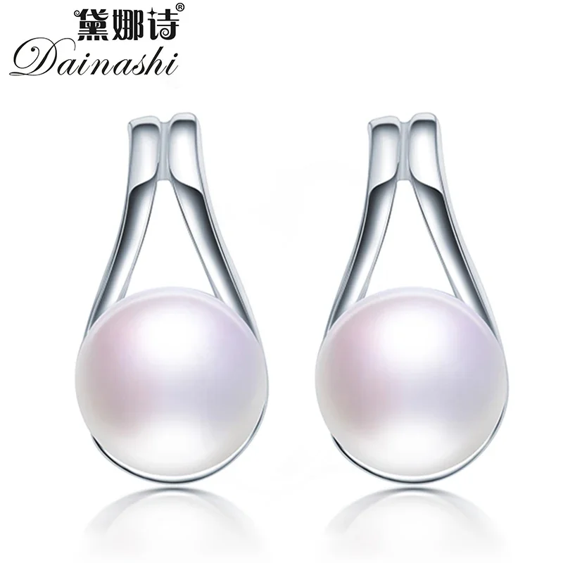 Dainashi Di Alta Qualità 925 Sterling Silver Zircon Degli Orecchini Di Modo 100% Genuine Natural Perla D'Acqua Dolce Orecchini Con Perno Per Le Donne