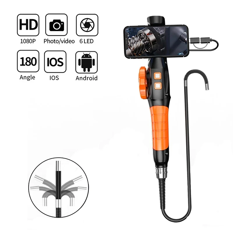 Two-Way Articulated Endoscope Inspection Camera with 6.4mm Tiny Lens 1080P HD Borescope Camera for Automotive Plumbing Car 1