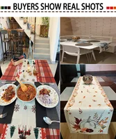 Autumn Pumpkin Maple Leaf Watercolor Retro Table Runner Thanksgiving Harvest Home Kitchen Dining Party Decor Washable Table Flag 6