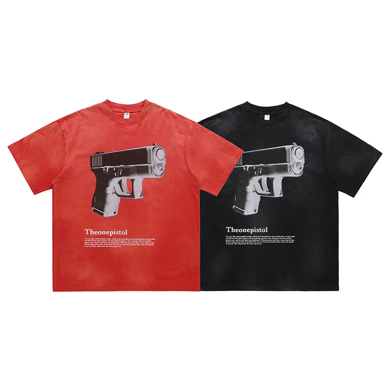 

Printed Washing Cotton High Street Men's T-shirt Summer Off Shoulder Tshirts Man