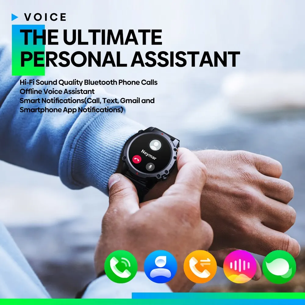 Zeblaze Vibe 7 Lite Voice Calling Smart Watch Groot 1.47Inch Ips Display 100 + Sportmodi 24H Gezondheidsmonitor Smartwatch Voor Mannen