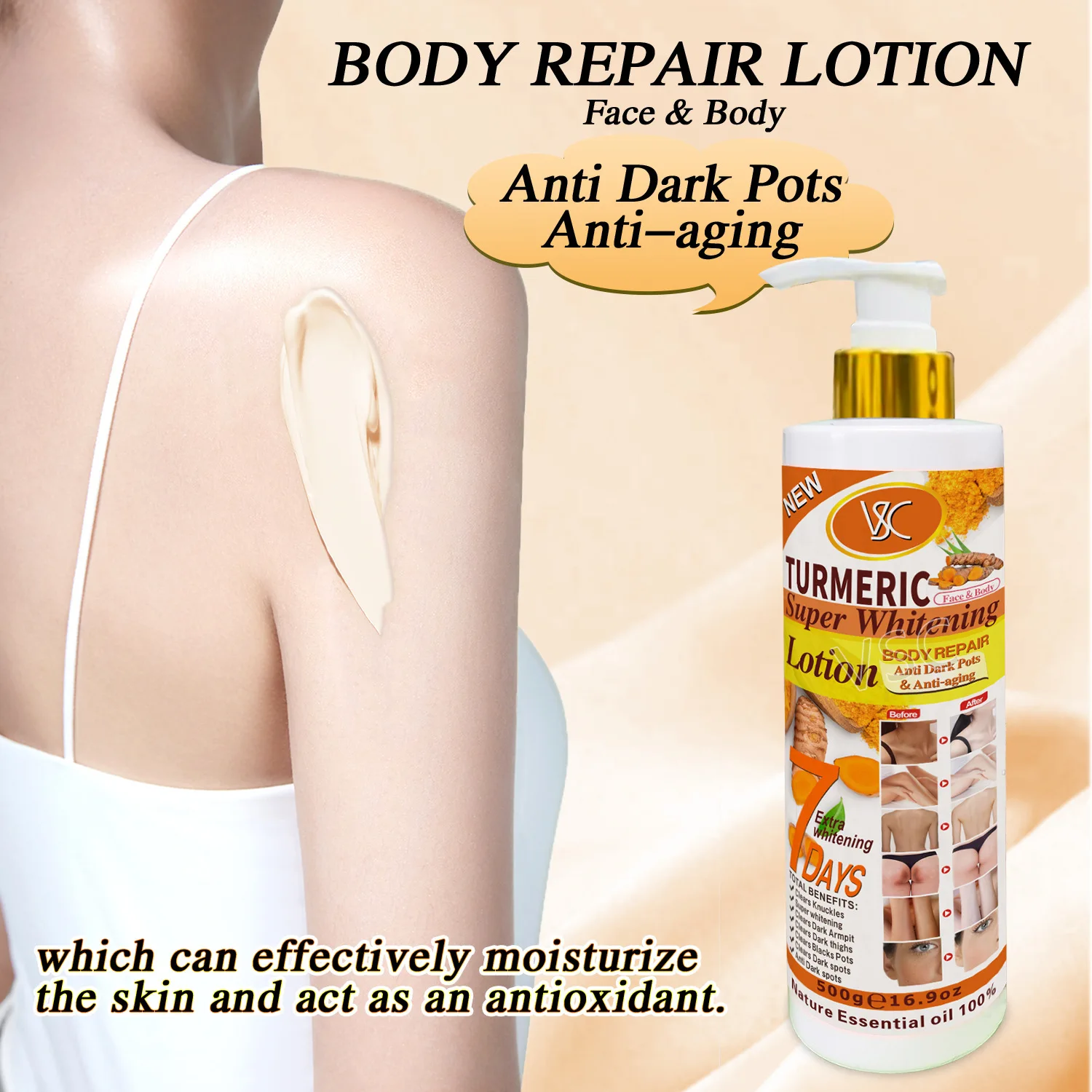 Turmeric Body LotionMoisturizing,Brightening,Smooth and Hydrated Skin, Enriched with Natural Turmeric Extract for All Skin Types