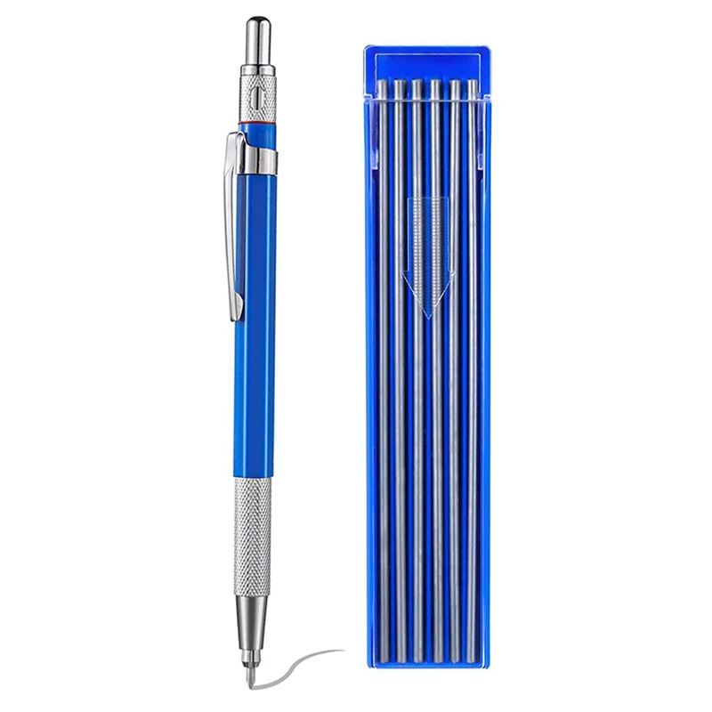 

2X Mechanical Pencils Metal Marker With Builtin Sharpener For Pipe Fitter Welder Construction Fabrication Woodworking