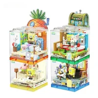 SpongeBobs SquarePants Series Building Block Box Beechburg Assembly PuzzleAnime Cartoon Room Model Assembly Toy  Boy Girl Gifts 1