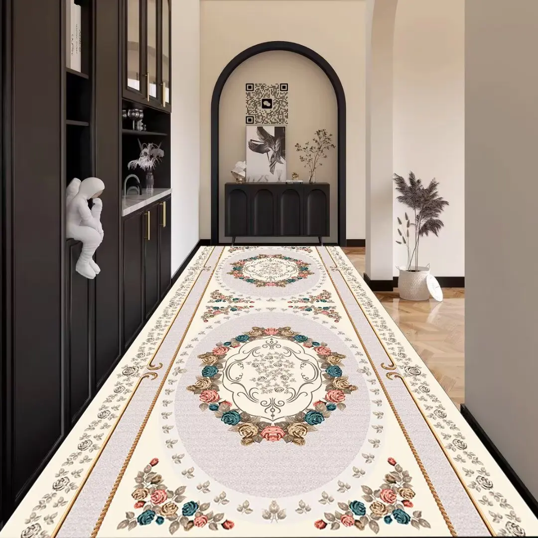 European Style Floral Carpets Corridor Hallway Longe Area Rugs Stairway Runners Customizable Floor Mats Home Porch Entry Doormat 3