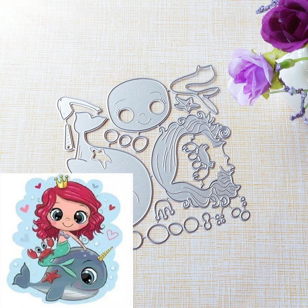 

New mermaids and whales cutting dies scrapbook decoration embossed photo album decoration card making DIY crafts