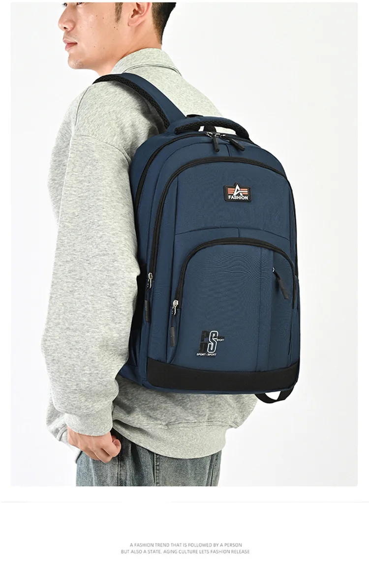 2026 Einfacher Freizeitrucksack für Männer, geeignet für Schüler der Mittel- und Oberstufe, große Kapazität, doppelter Schulterrucksack für Reisen – Detail 21