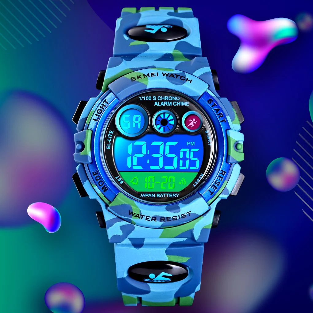 SKMEI 1547 Colorful LED+EL Lights relogio infantil Children's Sport Kids Watches Young And Energetic Dial Design 50M Waterproof 2
