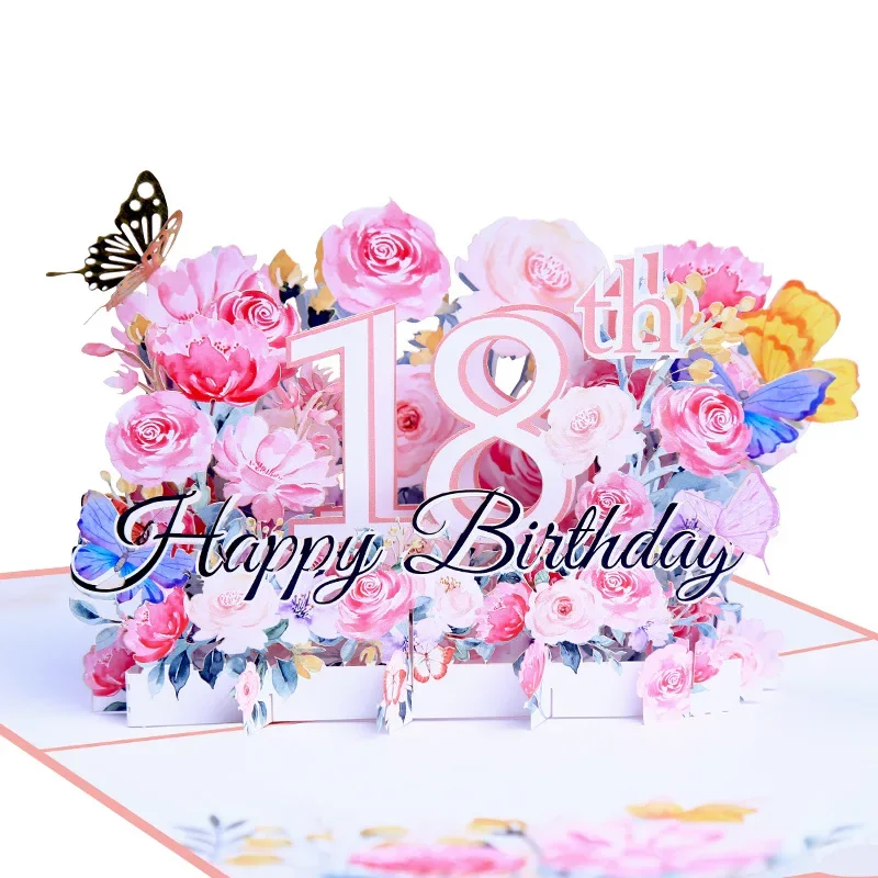 Greeting Cards 1 pcs Pop up style 3D flower birthday happy card hollowed out paper carving blessing gift gifts giving message cards
