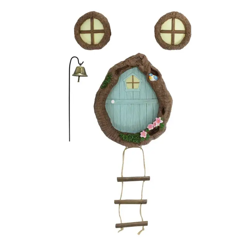 

Открывающаяся сказочная дверь и окно, украшение для сказочного сада, простое креативное украшение для сказочной двери и сада, для газона, сада, деревьев