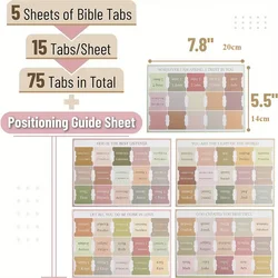 Boho Theme Laminated Bible Tabs - Colorful Index for Scripture Organization and Easy Navigation (Pink)