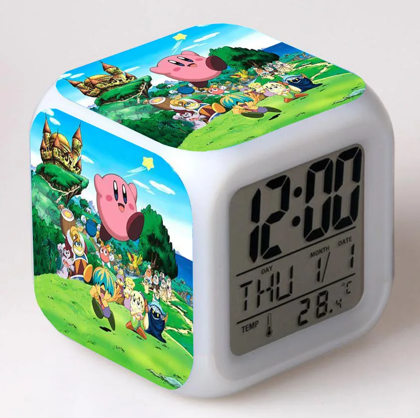 night light lamp Kirby Game LED Anime Light Colorful Digital Alarm Clock Student Children's Bedroom Desktop Lighting Decoration Birthday Gifts night light lamp Night Lights