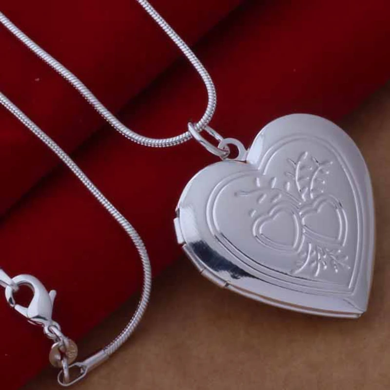 925 Sterling Silver Necklace Pendan Heart Picture frame For Women Exquisite Student Girlfriend Jewelry Accessories Wedding Gift