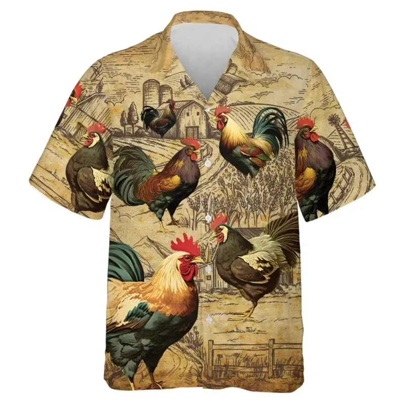 thumbnail image 1 of Nuevas camisas hawaianas de verano para hombres, divertidas camisetas estampadas, ropa de moda, informal, de gran tamaño, cuello, blusas cómodas para la playa, camisas, 1 of 5