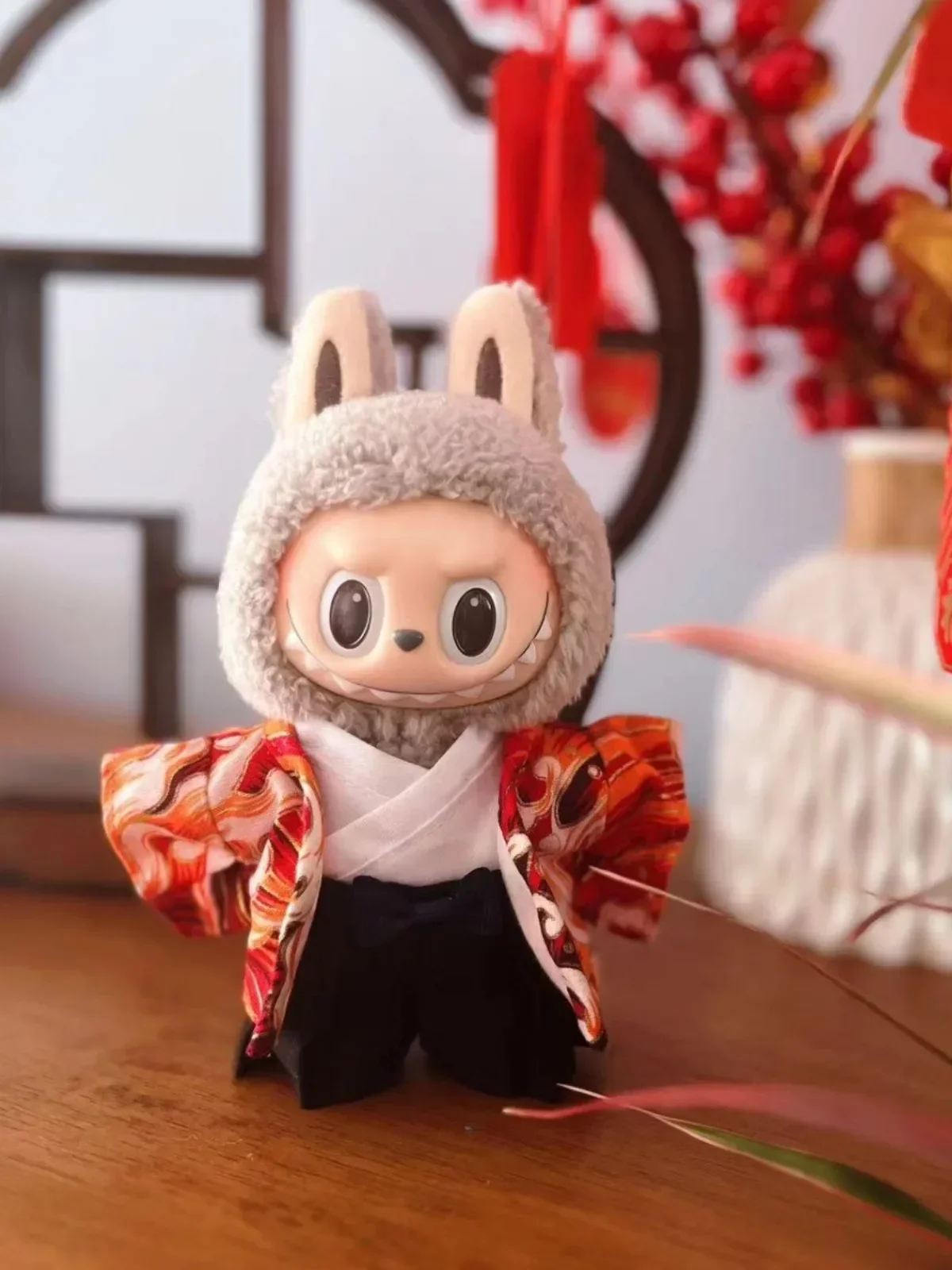 Labubu Outfit: Geisha-Inspired Kimono - Delicate Cherry Blossom