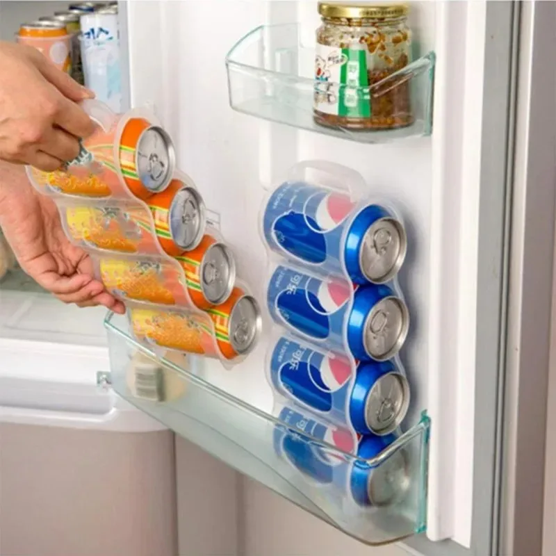 4 Holes Beer Can Organizer Fridge Soda Drink Bottle Holder Kitchen Storage Box