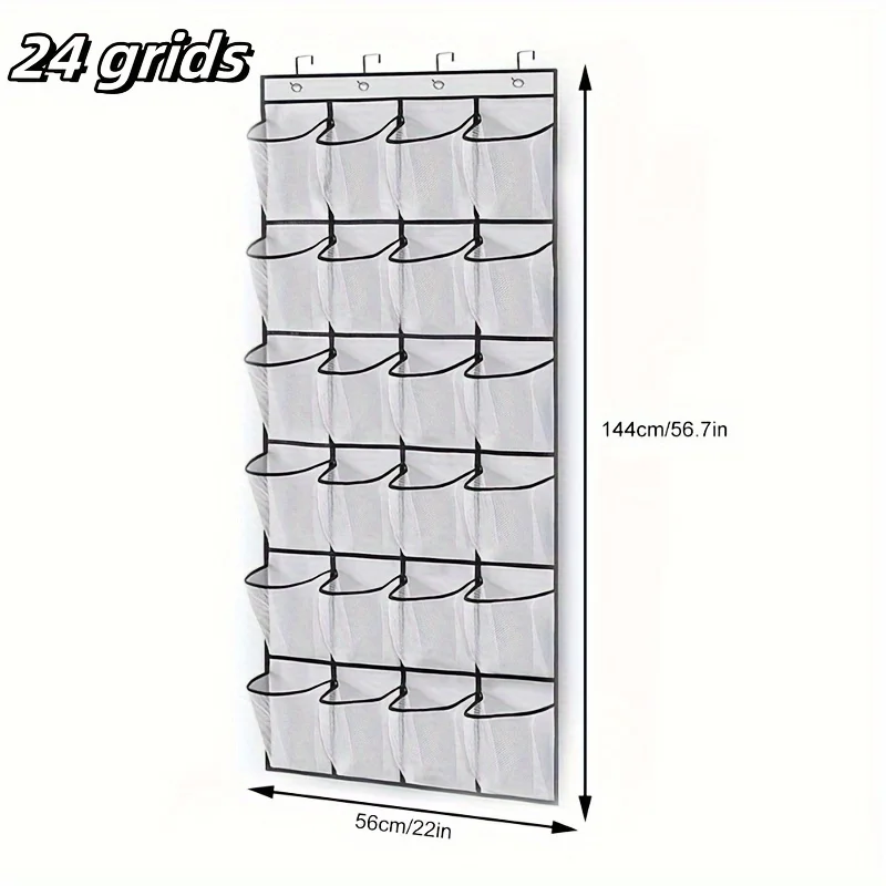 Over-The-Door Shoe Organizer with 14/24 Mesh Pockets - Space-Saving, Lightweight Canvas Storage Rack for Closet Organization