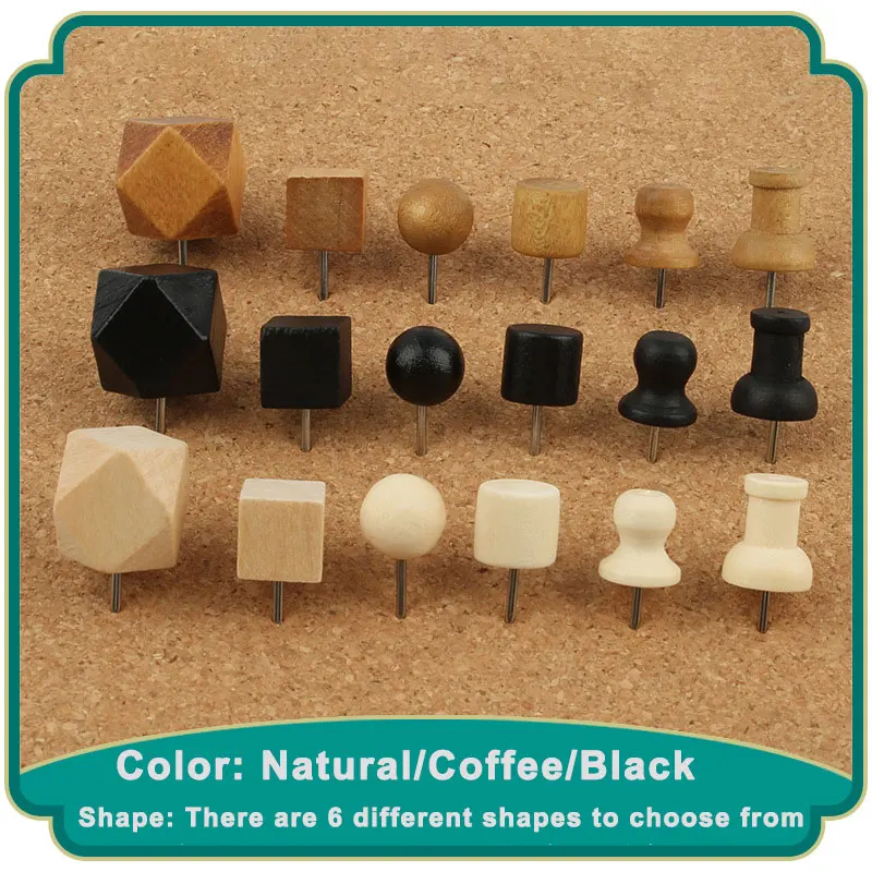 50/100Pcs 상자와 나무 푸시 핀 나무 엄지 압정 장식 코르크 보드에 대 한 표준 핀 철강 포인트지도 사진 홈 오피스 공예