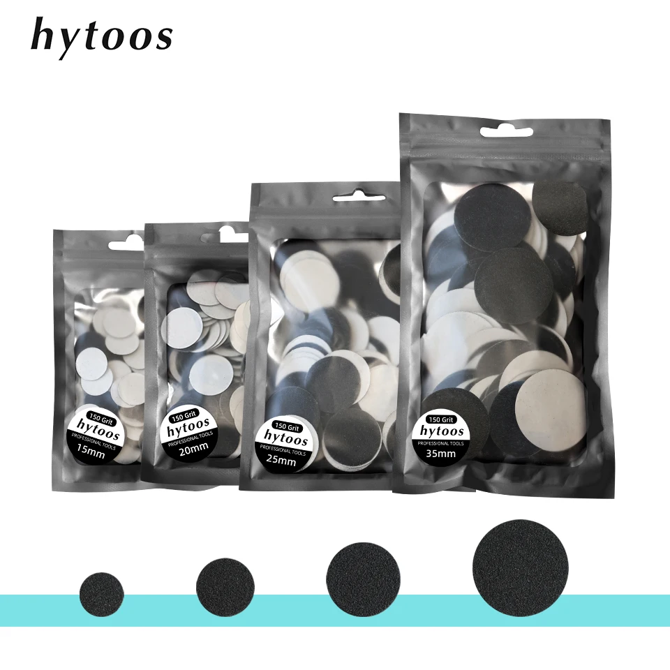 Foot Sanding Paper HYTOOS 100pcs/pack Replaceable Sanding Paper 15/20/25/35mm Pedicure Sandpaper Nail Bit Accessories Salon Foot Calluse Tool
