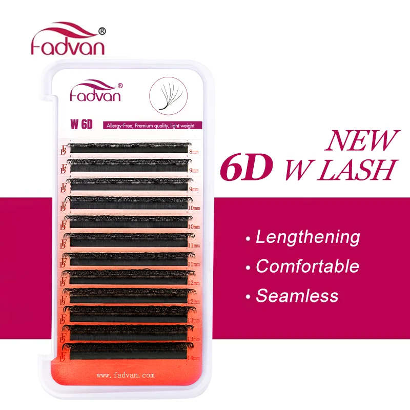 FADVAN 새로운 6D-W 모양의 C/D 컬 속눈썹 연장 0.07mm 부드러운 자연 전문 가짜 속눈썹 고품질 가짜 밍크 속눈썹