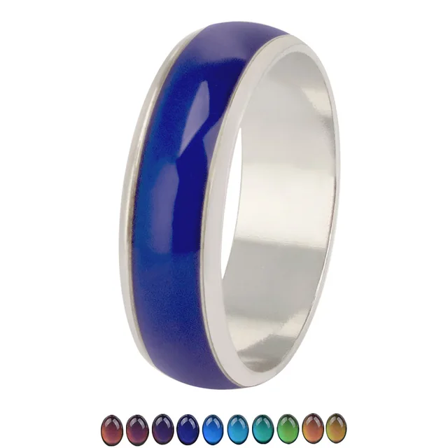 Cool Men Women's Changing Color Mood Rings Feeling Emotion Temperature Ring Wide 6mm Smart Jewelry Funny Gifts