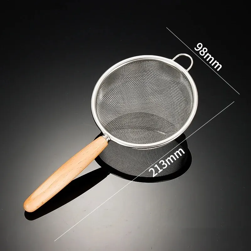 1pc 304 Stainless Steel Mesh Filter Spoon with Wooden Handle Flour Filter Spoon Household Kitchen Fried Food Filter Oil - Image 6