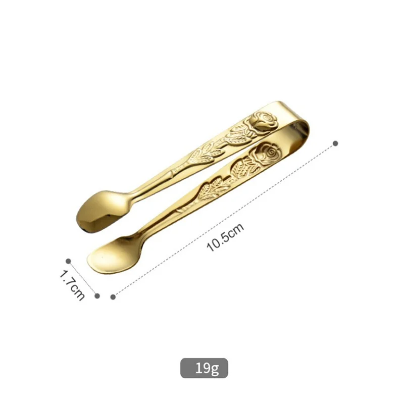 Stainless Steel Ice Cake Clips Sugar Tongs Rose Relief Food BBQ Clip Ice Clamp Tool Bar Kitchen Serving Tong Kitchen Accessories