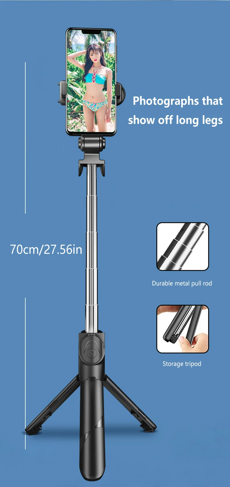 Bluetooth Selfie Stick Stativ Mit Handyhalterung Für Reisen_voghion.com