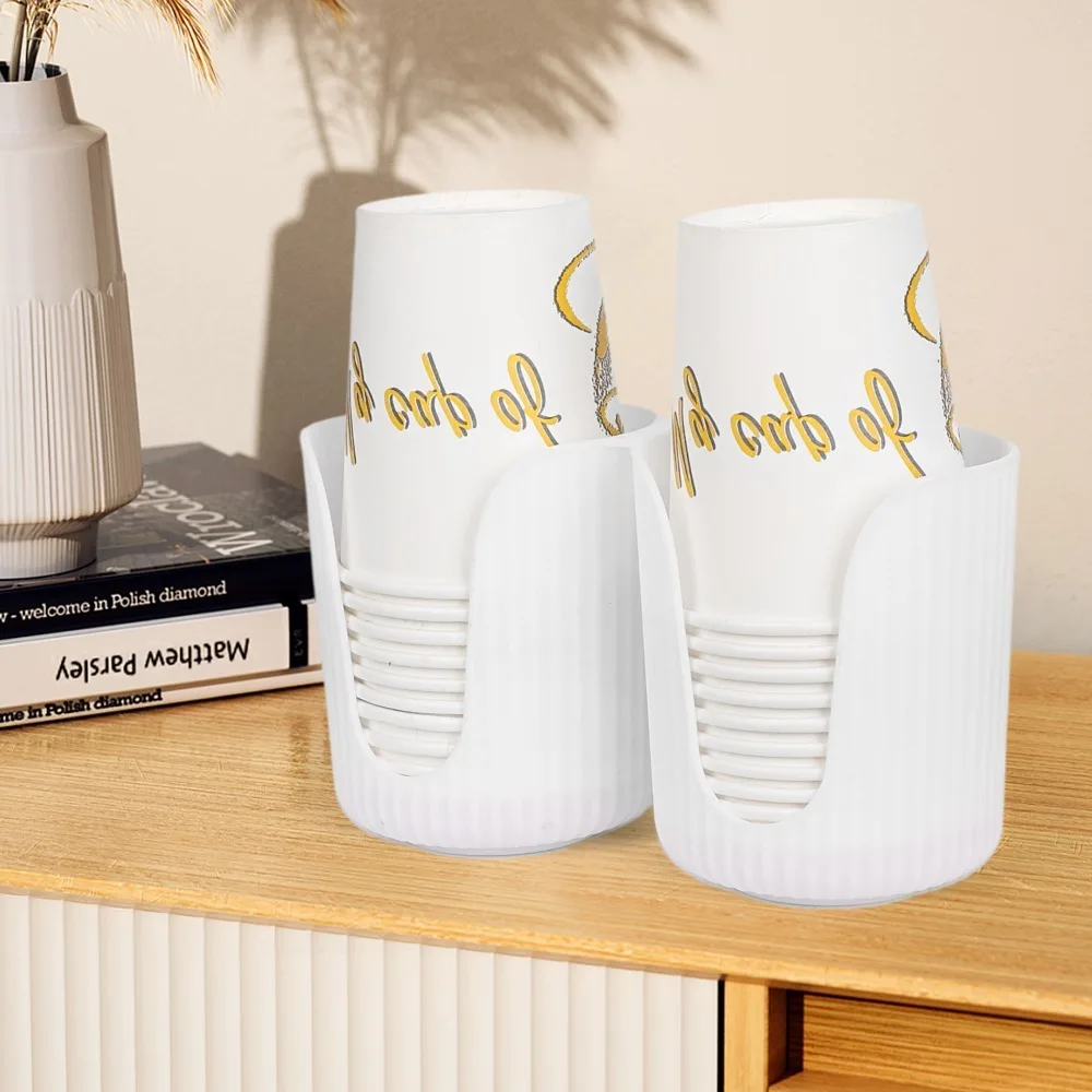 Cup storage holder practical double disposable paper cup storage rack plastic dispenser mug display stand organizer