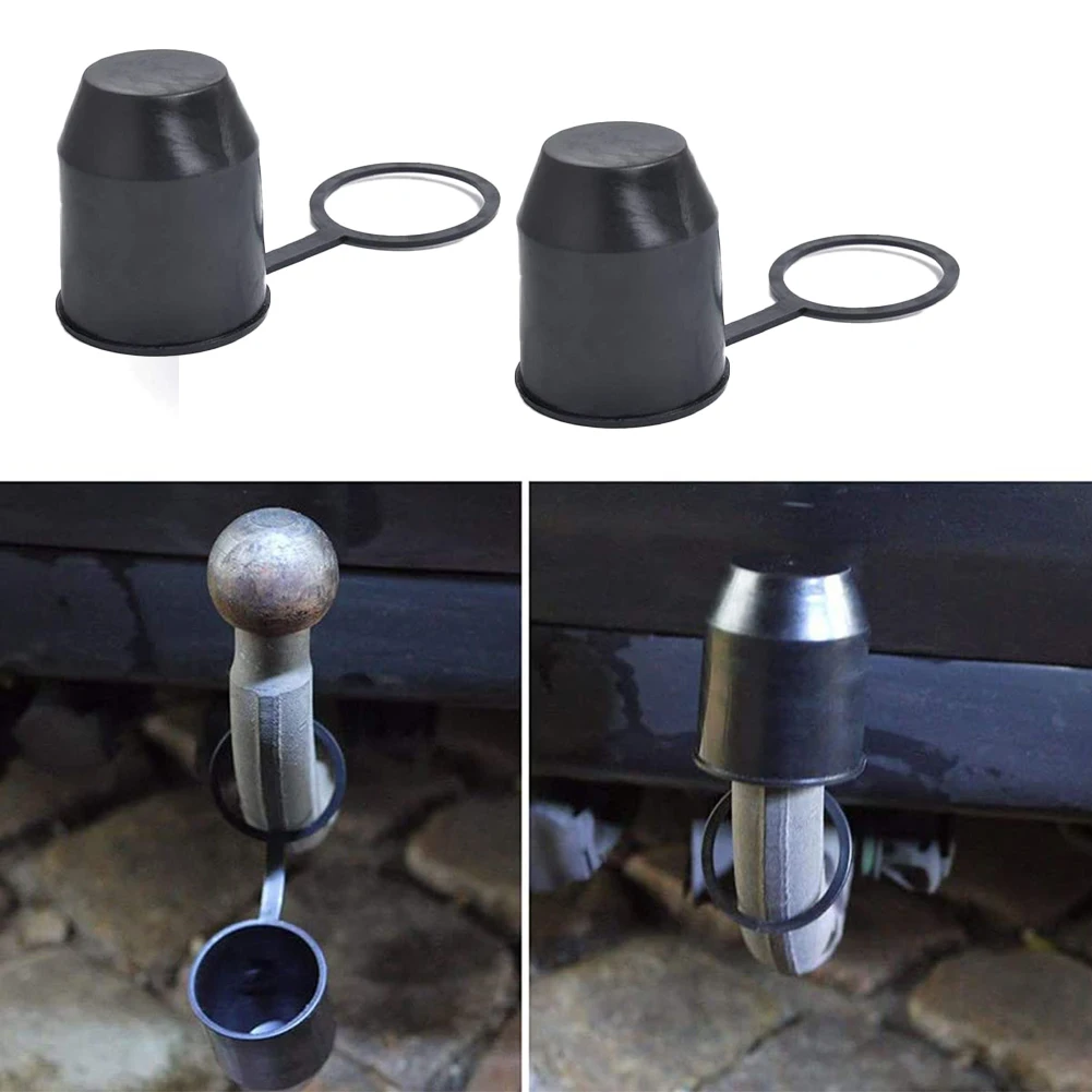 Universal Trailer Hitch Ball Tow Bar Cover Protection Cap Plastic Hook Ball Shape Towing Hitch Caravan Truck 2Pcs trailer ball cover trailer hitch cover tow bar ball cover