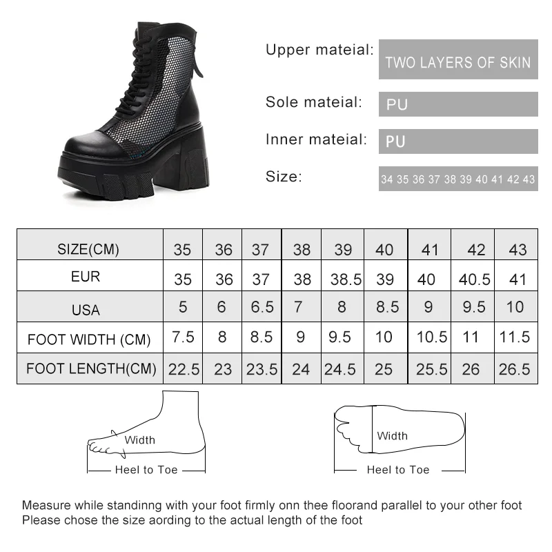 AIYUQI Women Summer Boots Genuine Leather 2024 New Mesh Women Cool Boots 11cm Height Platform Women's Ankle Boots