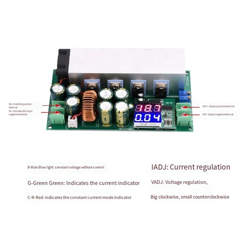 

DC12-80V 20A Step-Down Power Module Current Constant Voltage Voltage Current Display 600W Buck Converter Module Durable