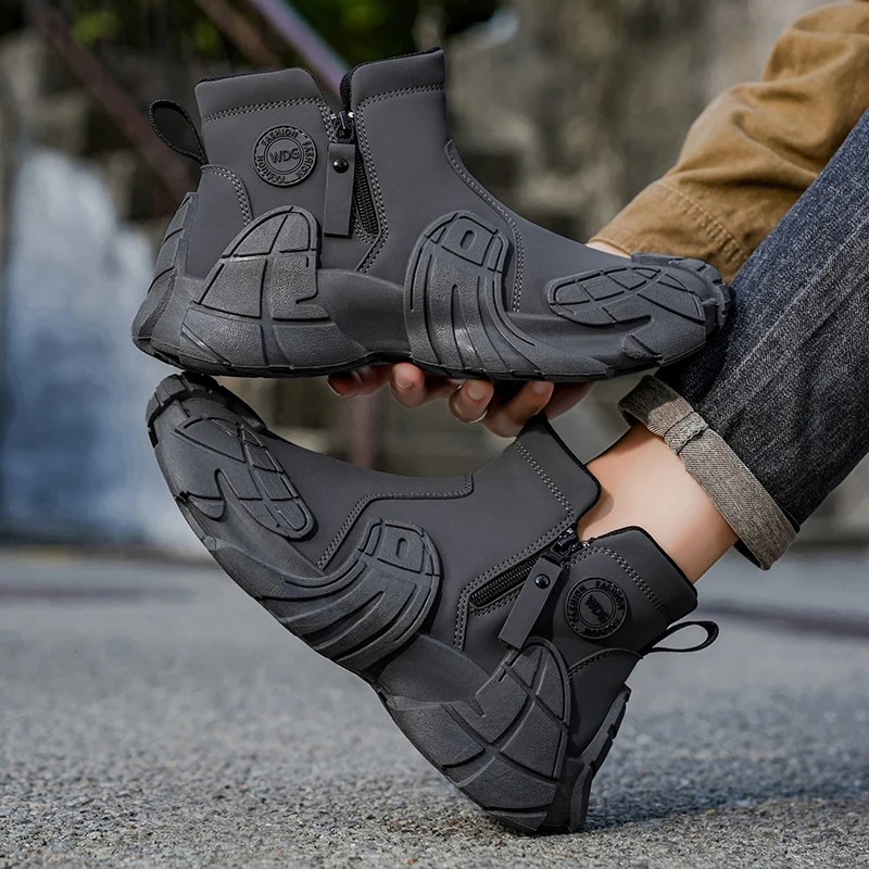 Men's Work Boots Autumn Construction Site Labor Protection Shoes Waterproof Non-Slip Wear-Resistant Heightening Workwear Mart... - 5
