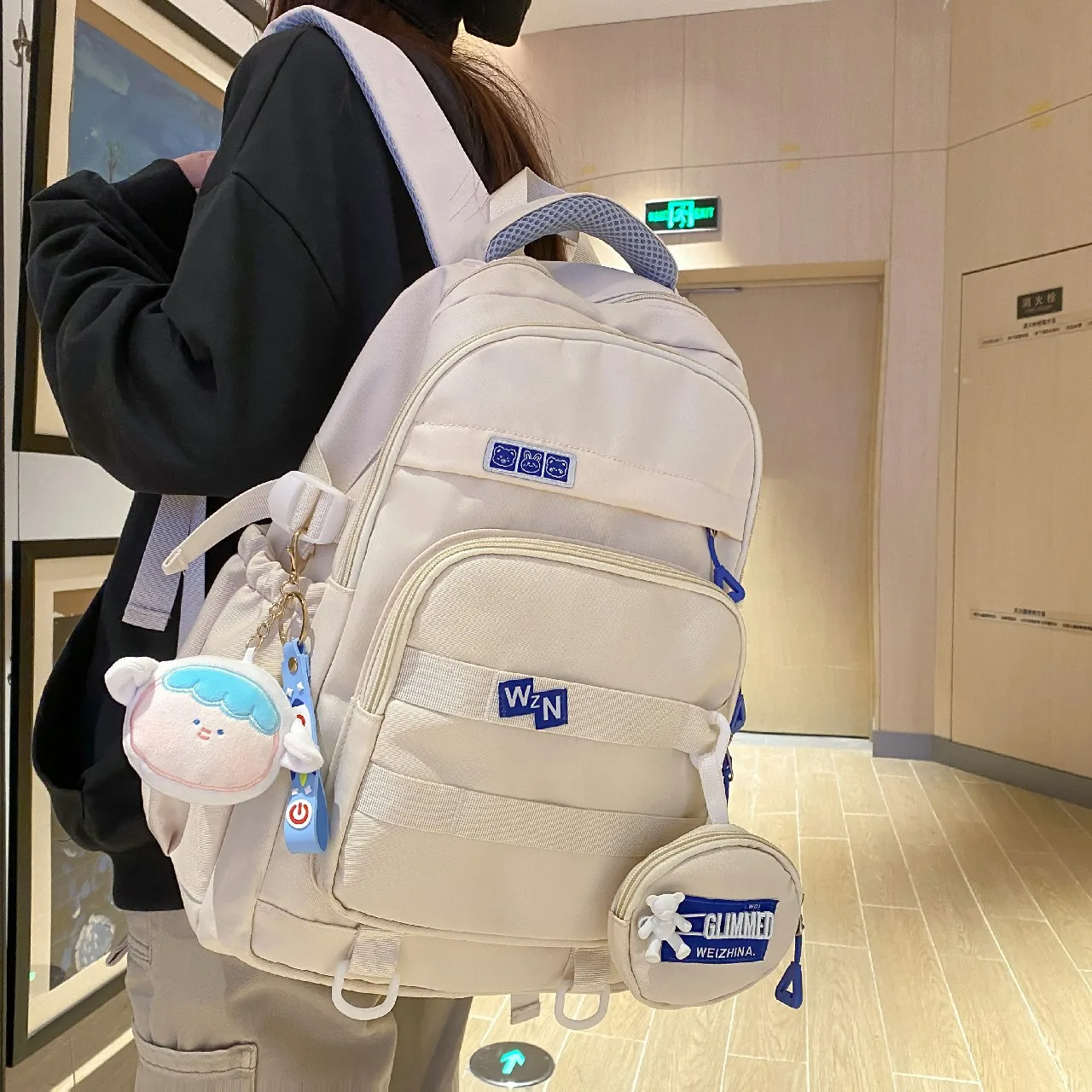 Trendy Girl Waterproof Travel Backpack Fashion Panelled Nylon Women Backpack Student Shoulder Bag Korean Style Schoolbag Bookbag 3