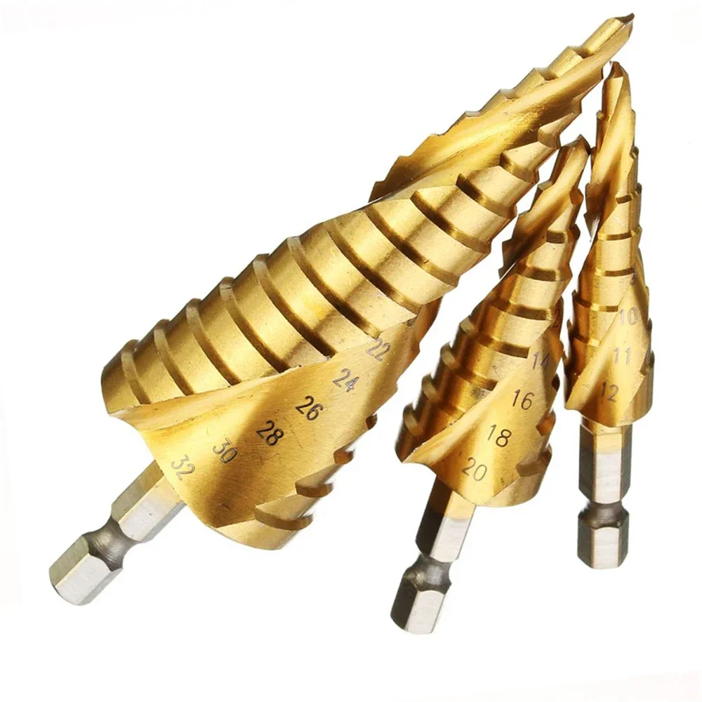 

3pcs 4-12/20/32mm HSS Spiral Grooved Center Drill Bit Solid Carbide Mini Drill Accessories Titanium Step Cone Drill Bit