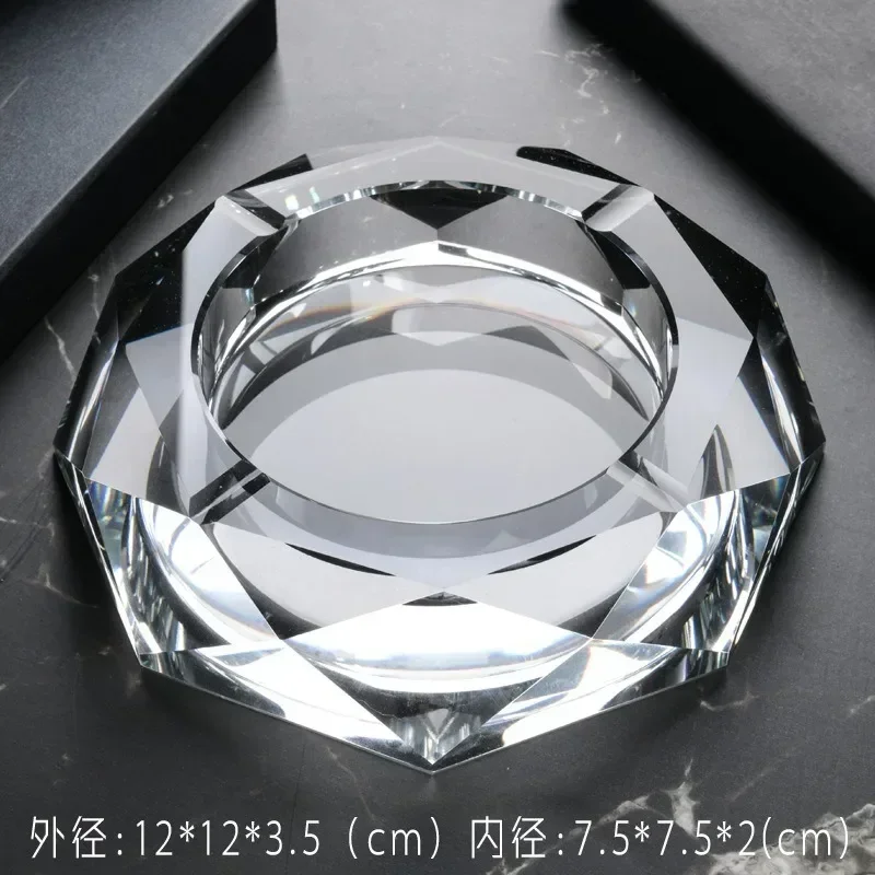 Crystal glass ashtray creative fashion trend light luxury large living room office household KTV ashtray customization