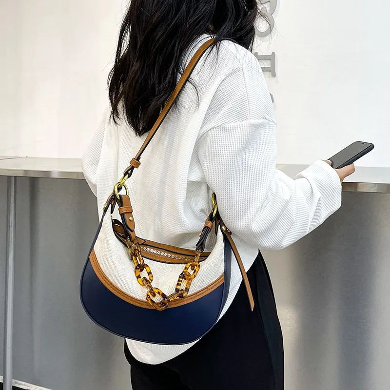 

Handbags for Women Retro High-quality Stitching Shoulder Underarm Bag Niche Design Autumn New Temperament Fashion Crossbody Bags