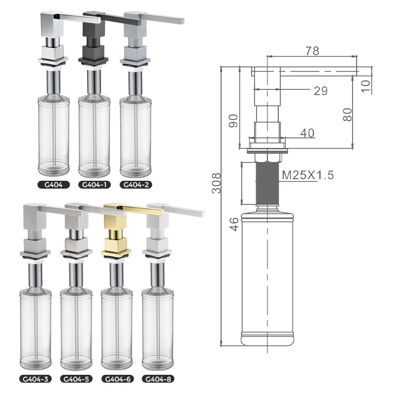 GAPPO Liquid Soap Dispenser Brass Deck Mounted Kitchen Soap Dispensers Square Counter top Dispenser images - 6