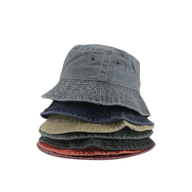 Fashion Women Men Washed Denim Solid Vintag Bucket Hats Lady Male Spring Summer Autumn Panama Fisherman Cap Hat For Women Men 1