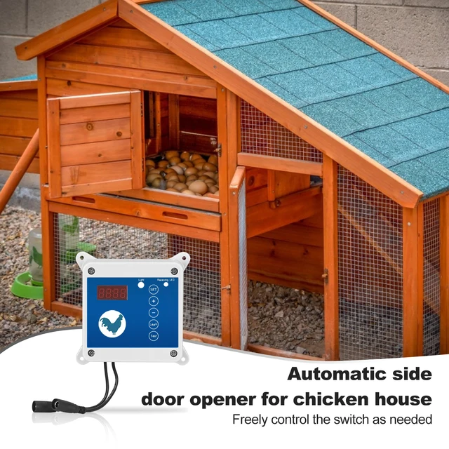 Automatic Chicken Coop Door, Side Open Timer, Adjustable Light Sensor, Rainproof Outdoor Remote Control, Chicken Cage Door 6