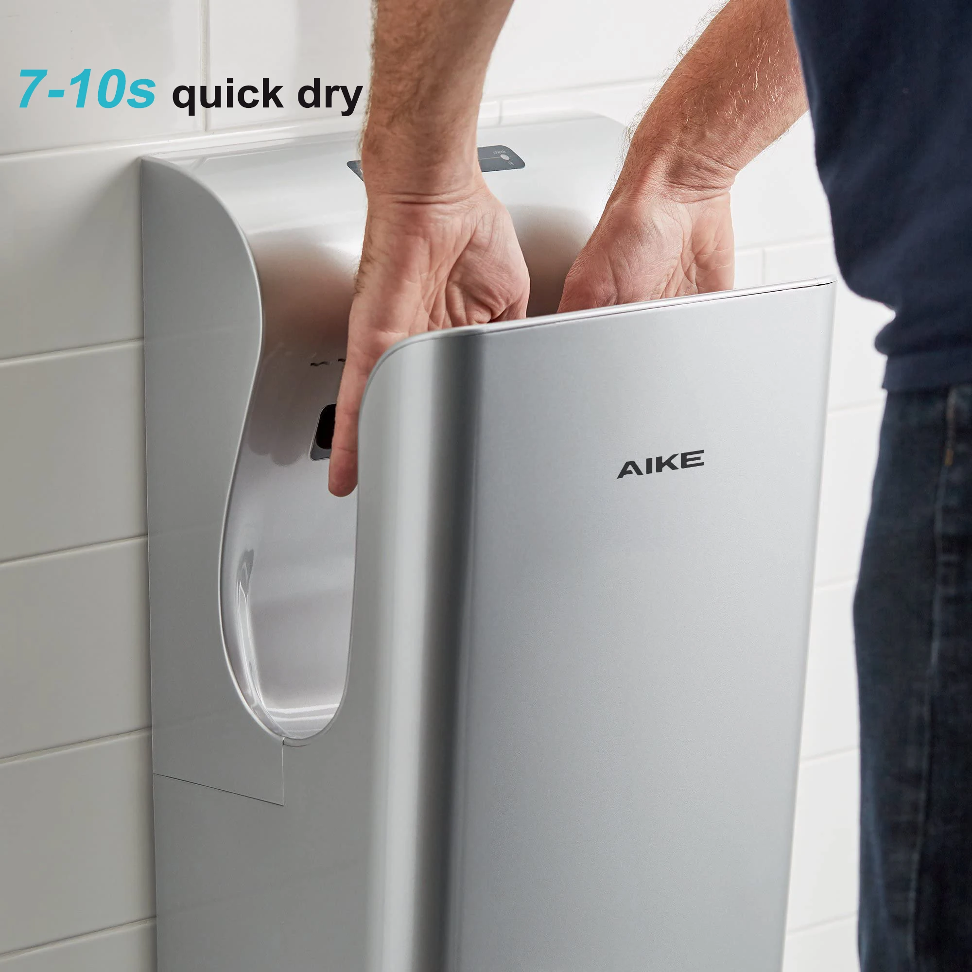 

AIKE 7-10s Commercial Jet Hand Dryer Automatic High Speed Air Dryer for Bathroom Hand Dryer Model AK2030 Brushless Motor