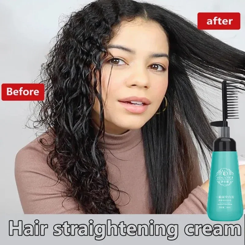 Hair Straightening Cream And Comb Set Nourishing No Hurting Repair Damaged Hair Keratin Smooth Care Improving Frizziness Ionperm keratin hair cream