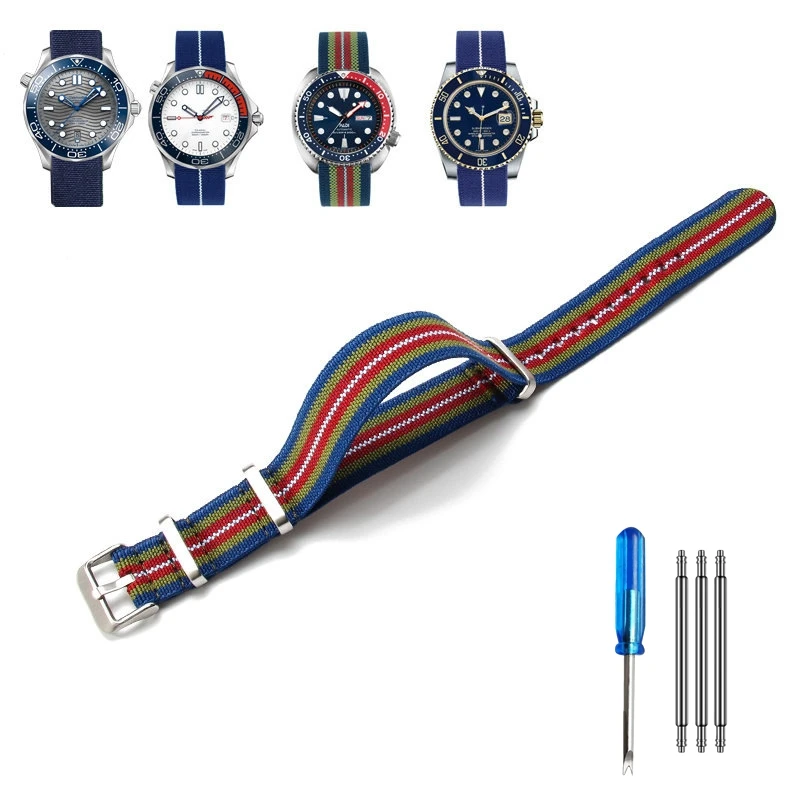 Elastic Nylon NATO Watch Strap - Multi-Size Diving Universal Bracelet