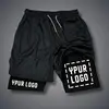 Brand new men's custom tight shorts, gym sports shorts, their logo, quick drying double-layer custom sports shorts 1