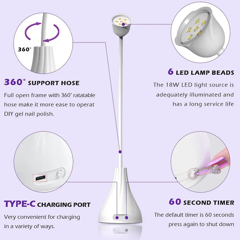 18W Ultraviolet UV Light LED Nail Gel Polish Dryer Lamp Manicure Curing  Machine