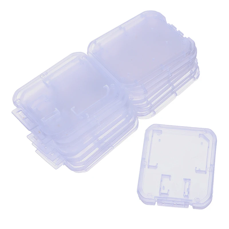 10pcs 투명 플라스틱 메모리 카드 케이스 스틱 마이크로 SD TF 카드 스토..